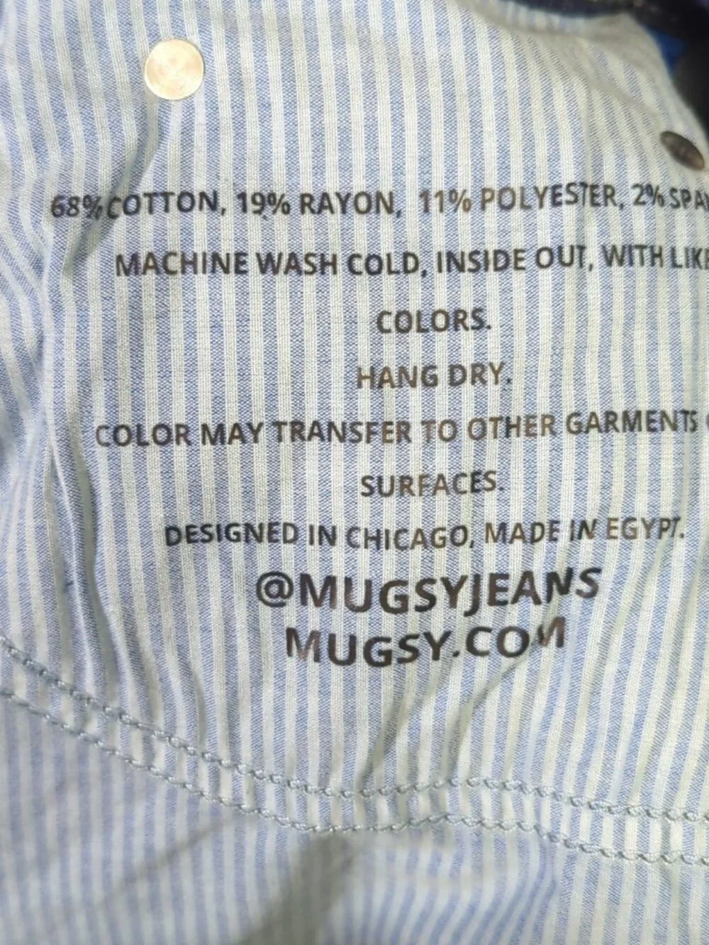 Mugsy Jeans Men's 38x32 Fits 36x32 Blue Fultons Classic Stretch Denim